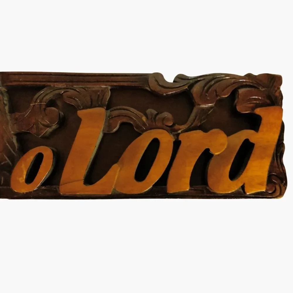 Bless This House O Lord Wooden Wall Decor Plaque Brown Rustic Cabin Spiritual
